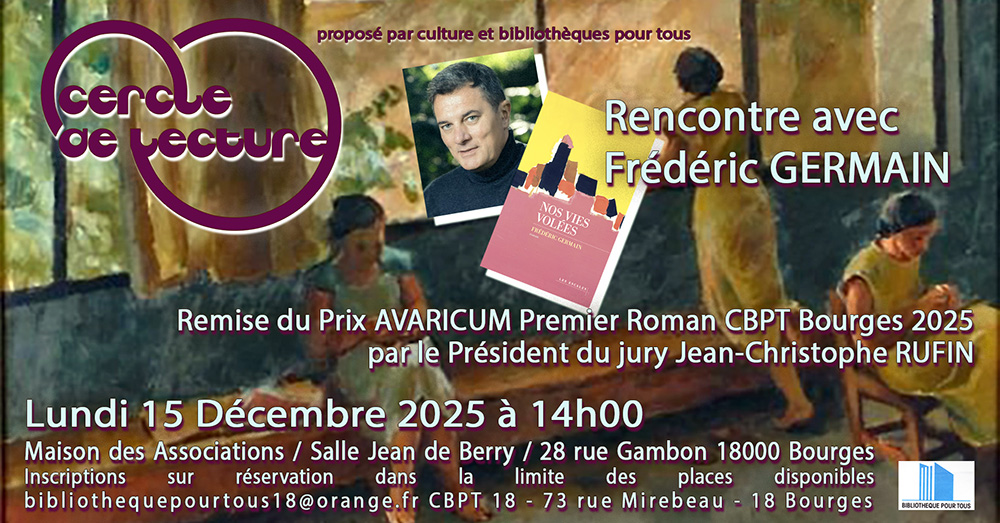 Plaquette prix CBPT annonçant l'évènement pour le Lundi 15 Décembre 2025 à 14h Maison des Association - Salle Jean de Berry, 18000 BOURGES. © Jérôme DUPIN, Tous droits réservés.